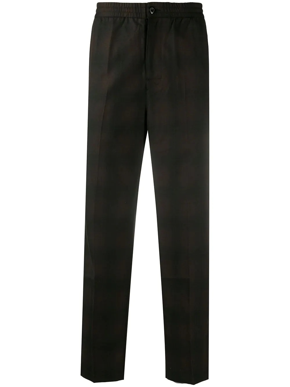 faded plaid print trousers - 1