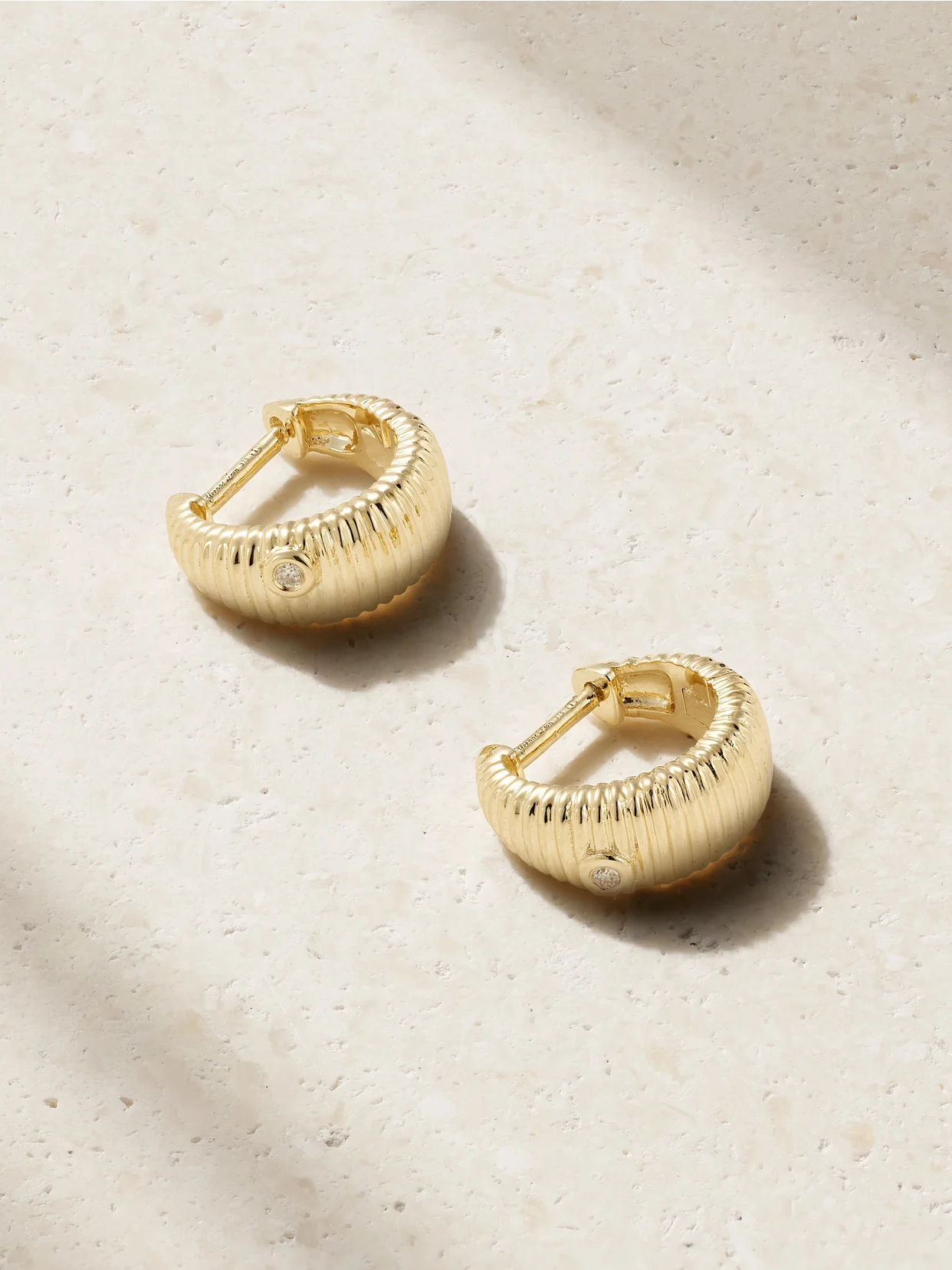 9-karat Gold Diamond Hoop Earrings - 1