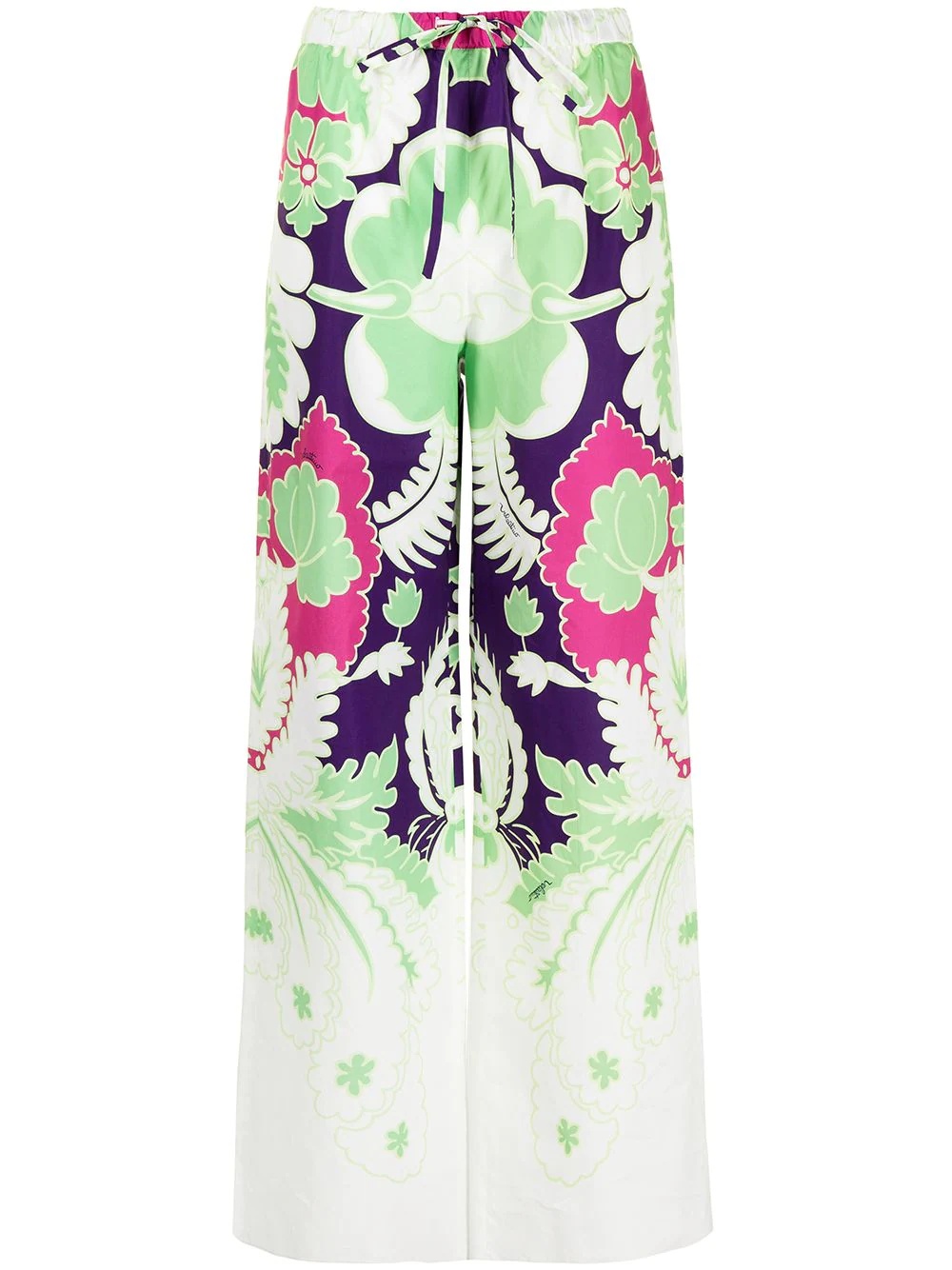 printed wide-leg trousers - 1