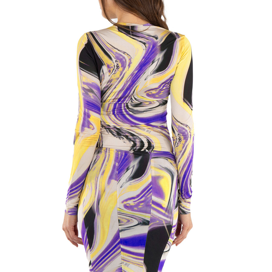 The Attico Lavander/Sunflower/Ivory Marbled-Pattern T-Shirt - 4