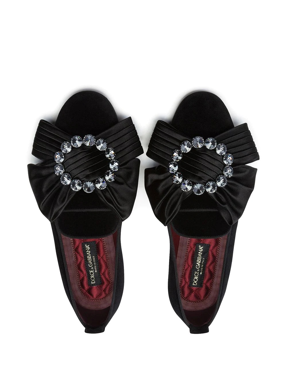 bow-embellished velvet slippers - 4