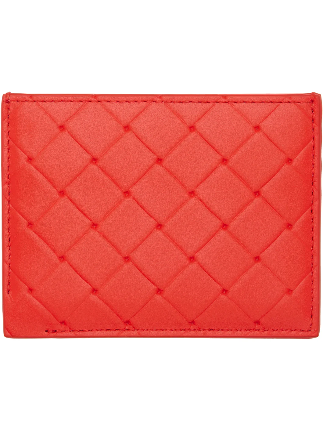 Red Intrecciato Stamp Credit Card Holder - 1