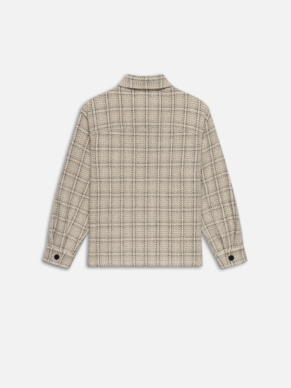 Flannel Overshirt Jacket in Off White Plaid - 3