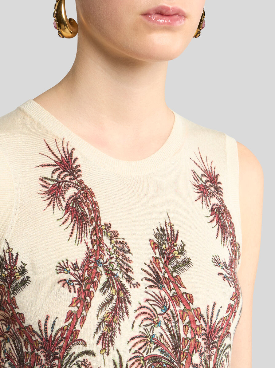 SILK AND CASHMERE TOP WITH PLACED PRINT - 3