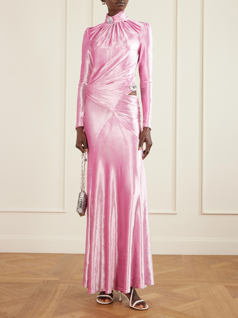 rabanne Wrap-effect Crystal-embellished Velvet Maxi Skirt outlook