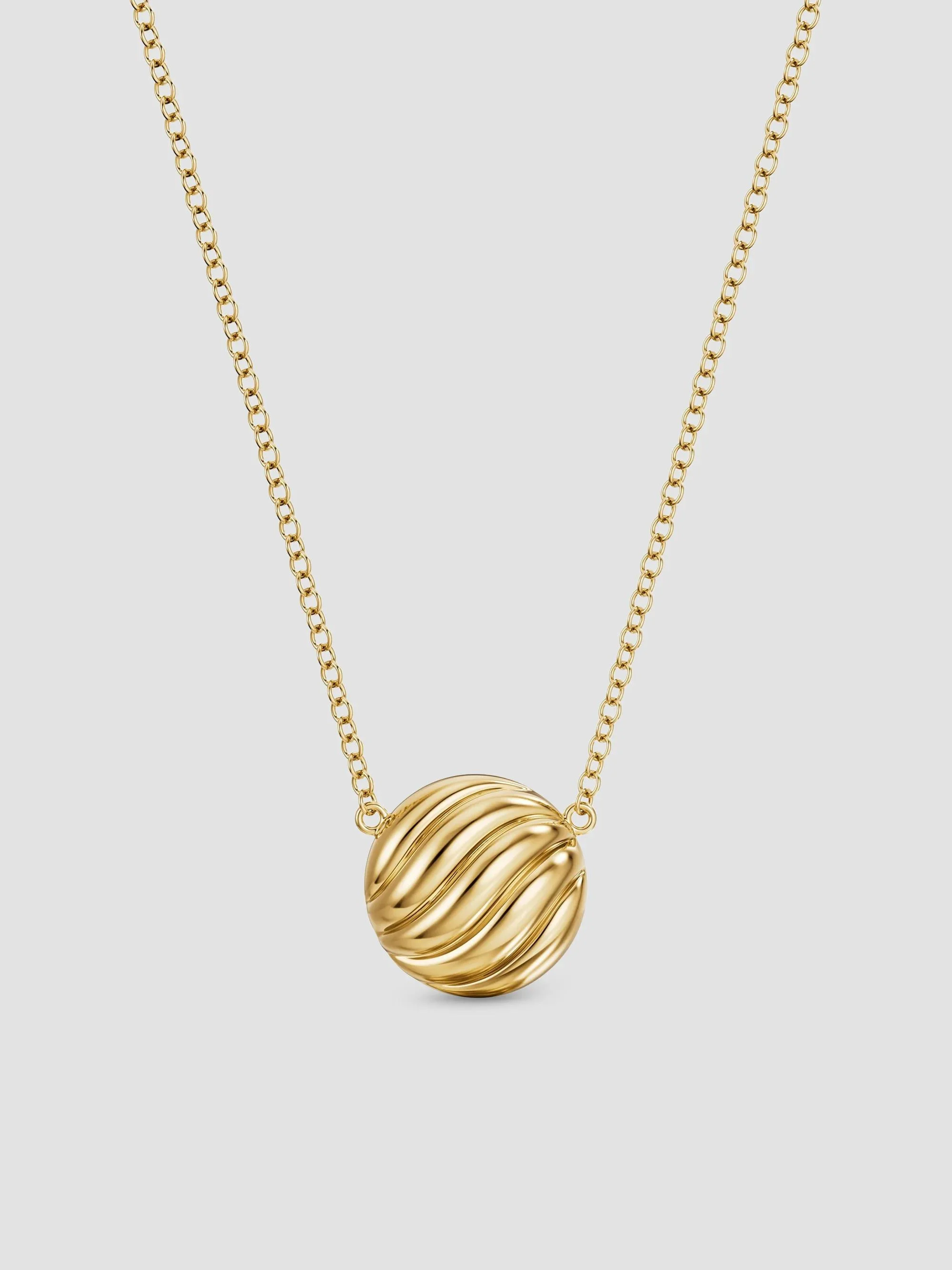 Women's Sculpted Cable Pendant Necklace in 18K Yellow Gold, 10MM - Gold - 1