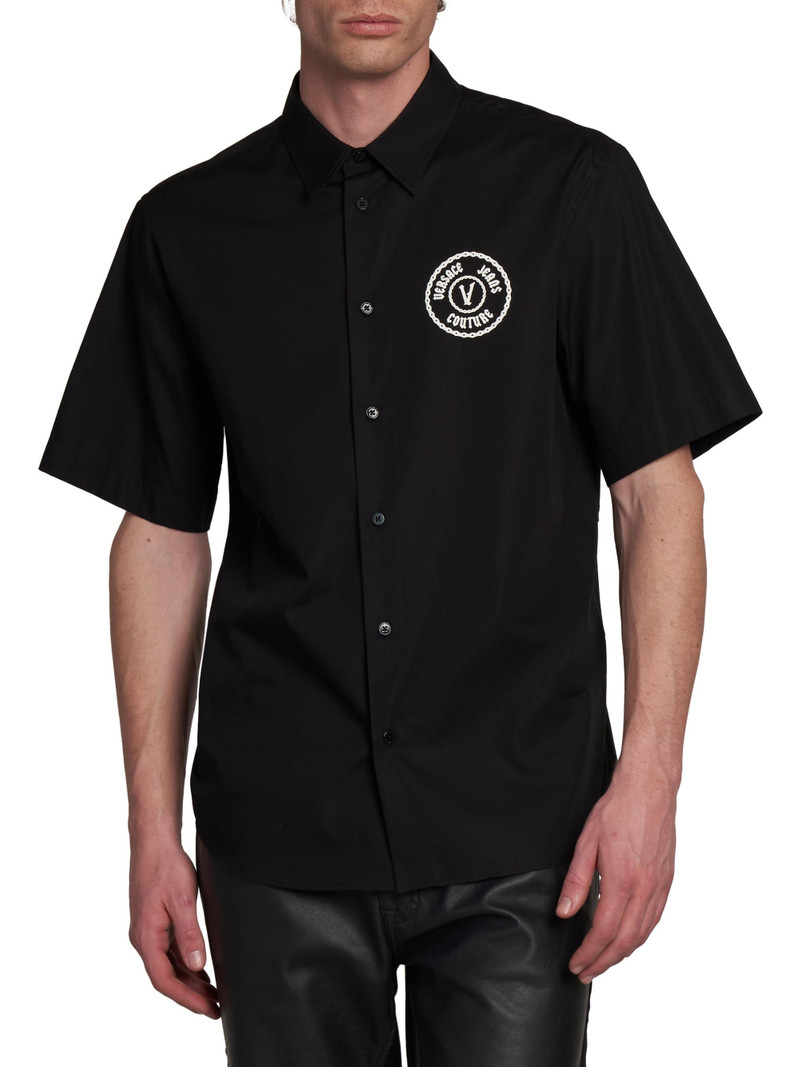 Men's Logo Patch Cotton Shirt - Black 3