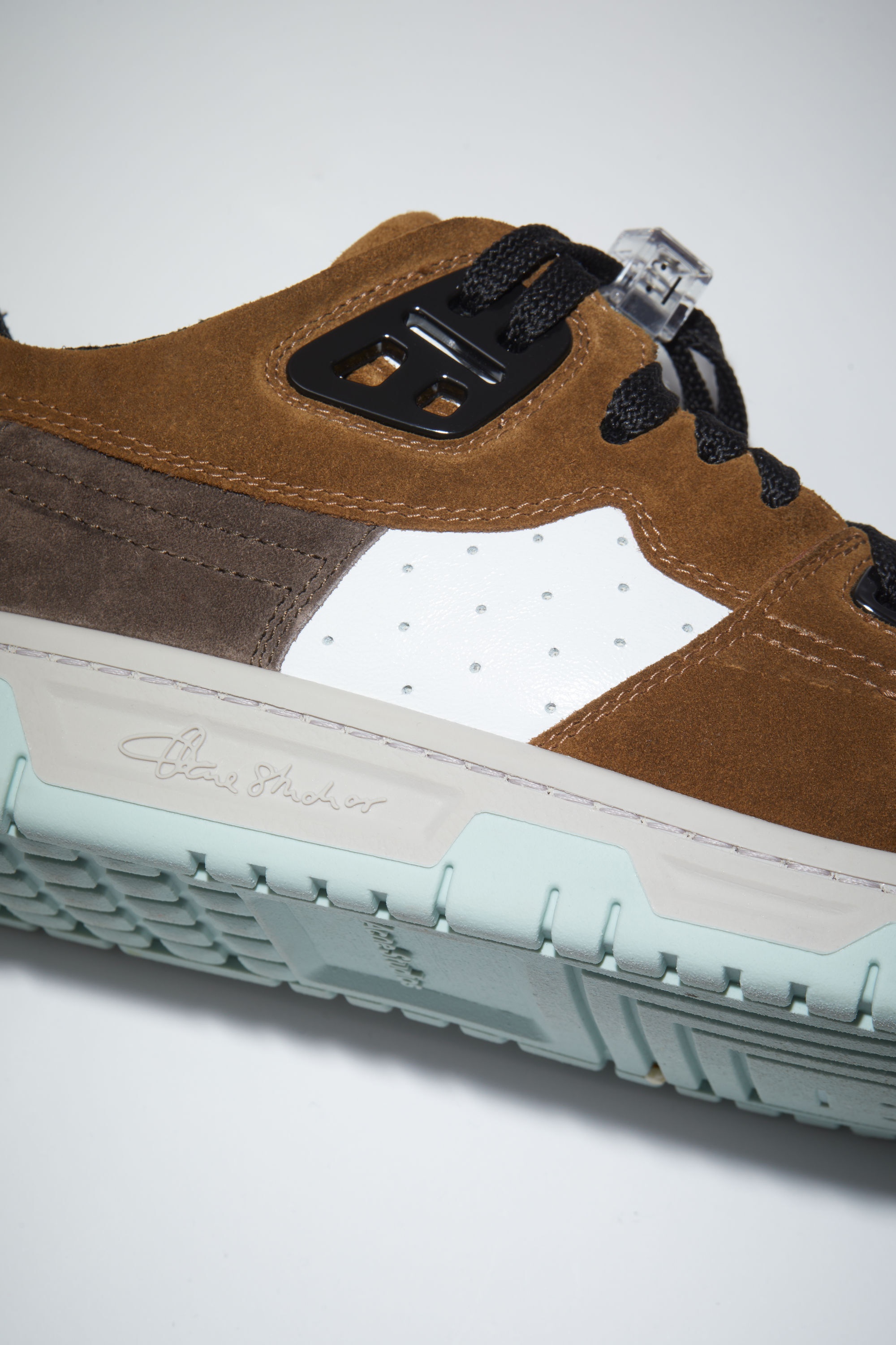 Low top basket leather sneakers - White/brown - 5