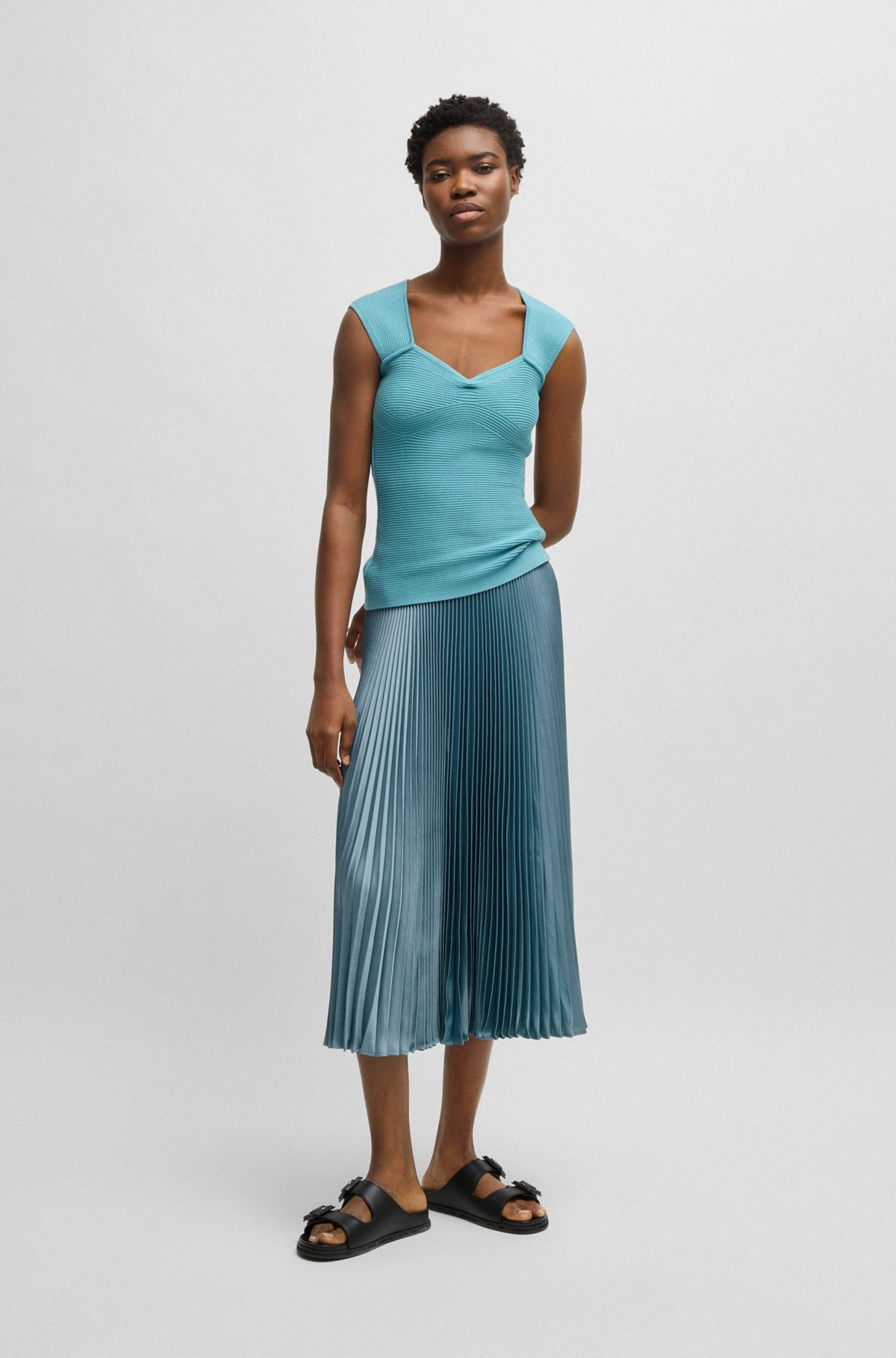 PLISSÉ SKIRT WITH MICRO PRINT - 3