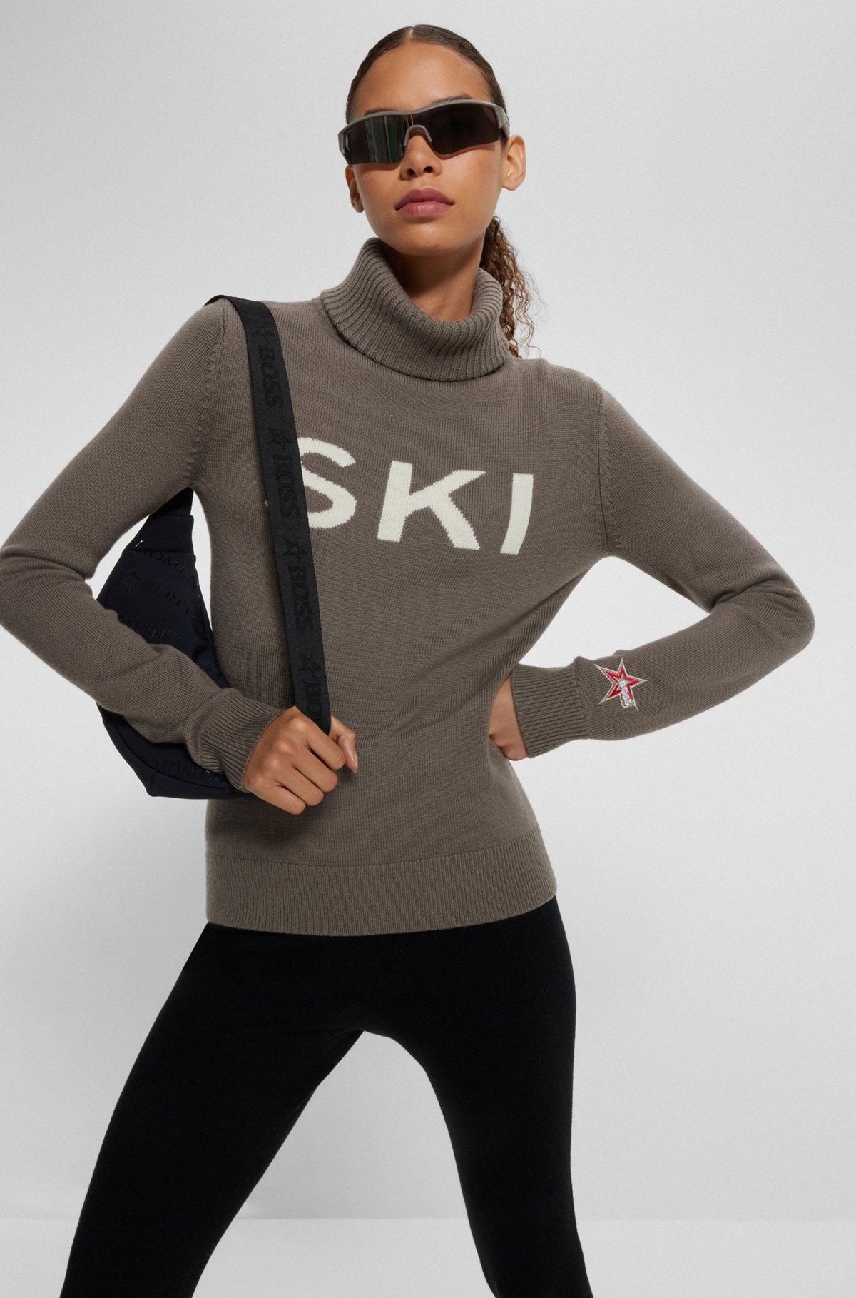 BOSS X PERFECT MOMENT SLOGAN SWEATER IN VIRGIN WOOL - 5