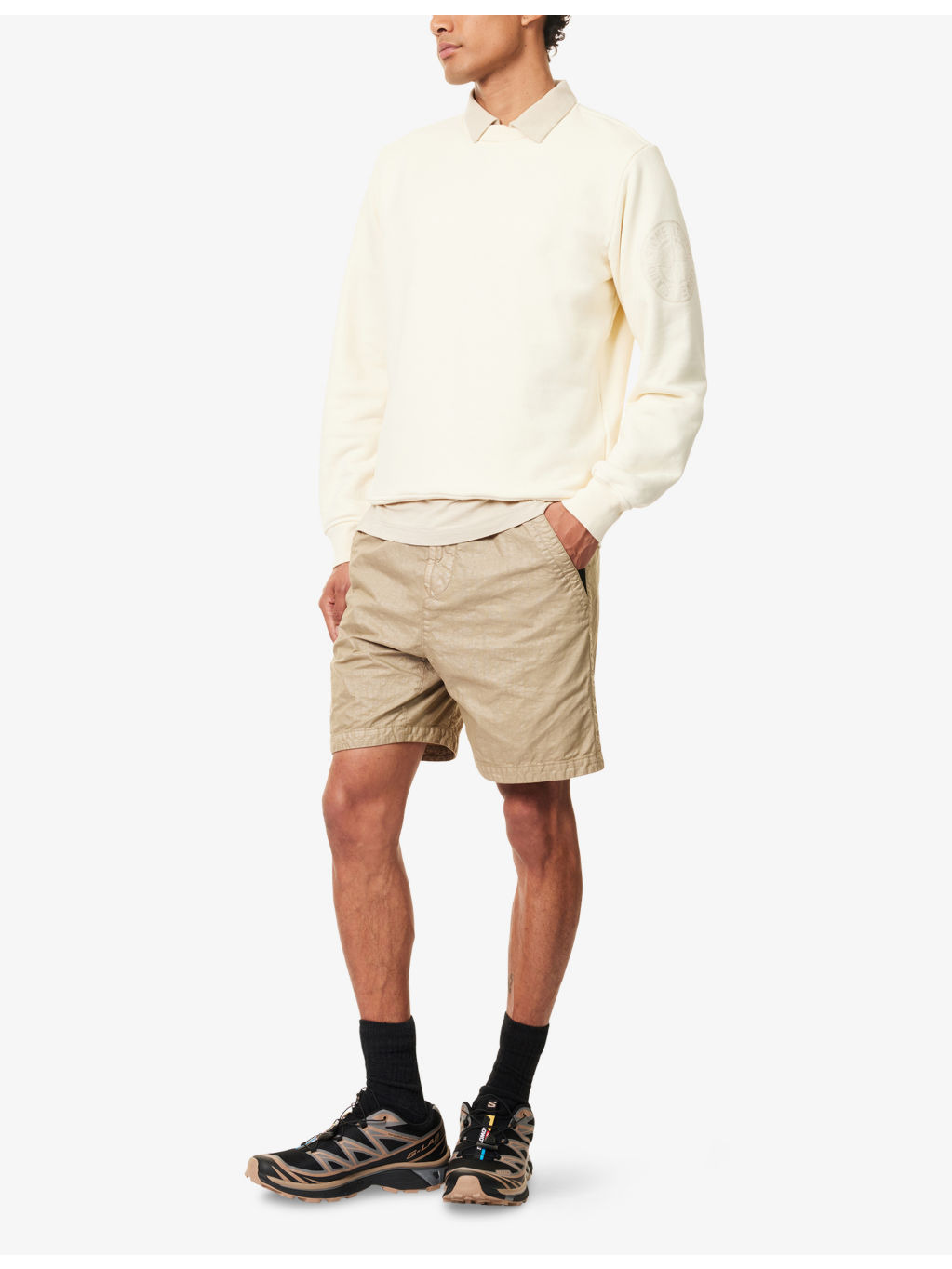 Belted Compass-Patch Shell Shorts - 2