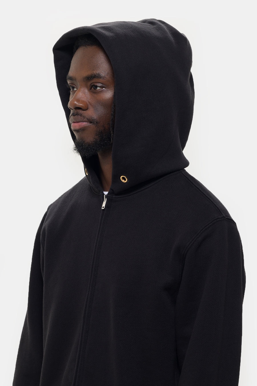 Raw Zip Hoodie in Jet Black - 4