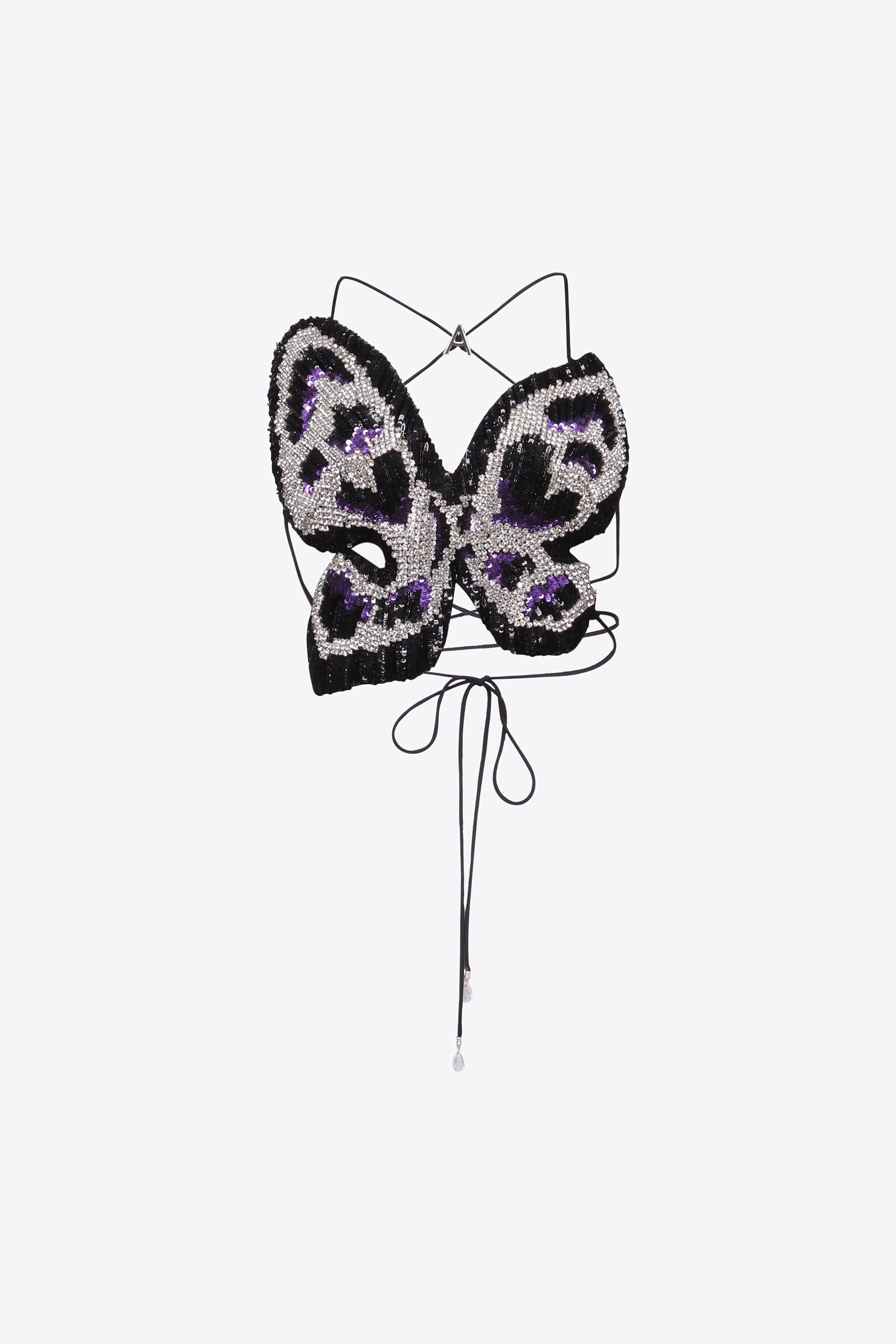 EMBROIDERED CRYSTAL PAILETTE BUTTERFLY TOP - 1