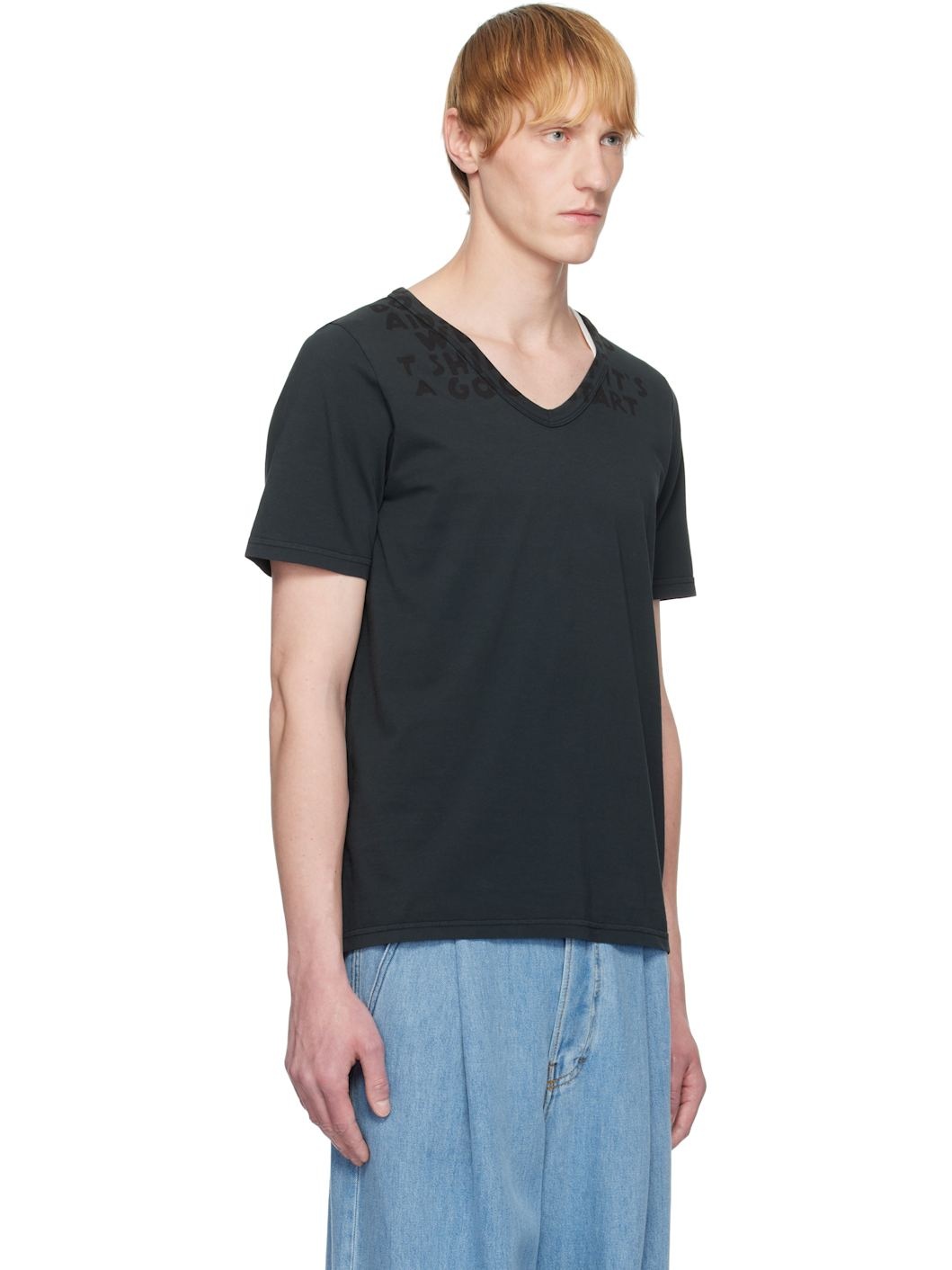 Black V-Neck SIDA Jersey T-shirt - 2