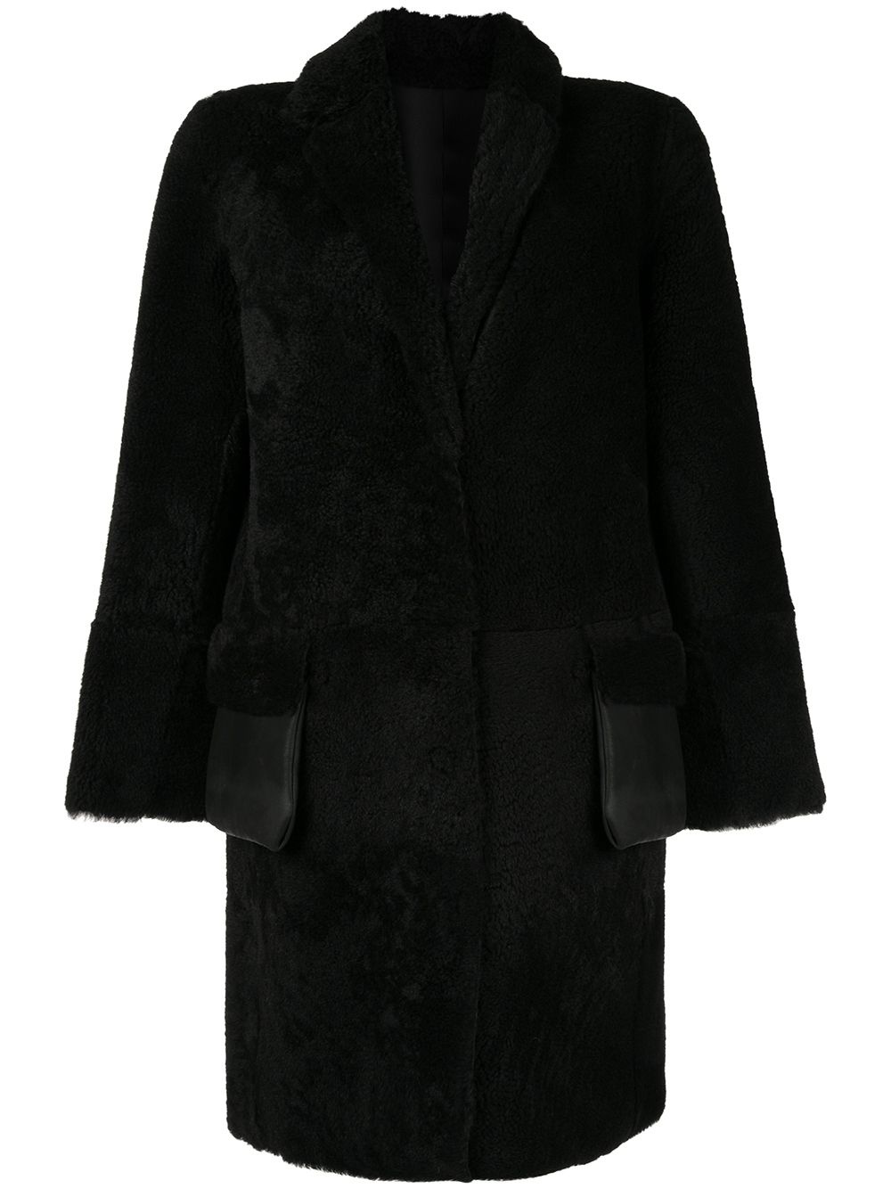 shearling mid-length coat - 1