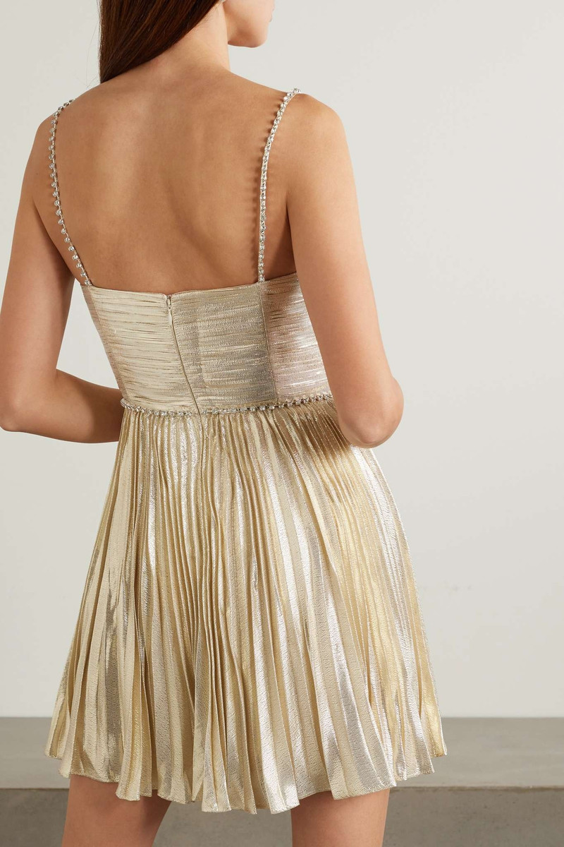 Crystal-embellished plissé-lamé mini dress 3