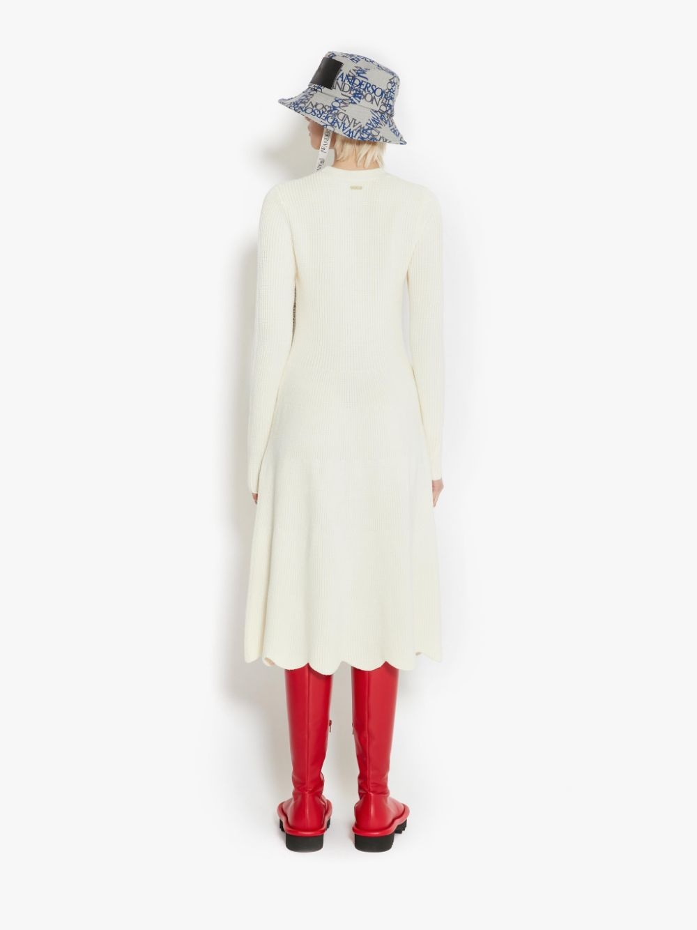 SCALLOPED HEM LONG SLEEVE DRESS - 4