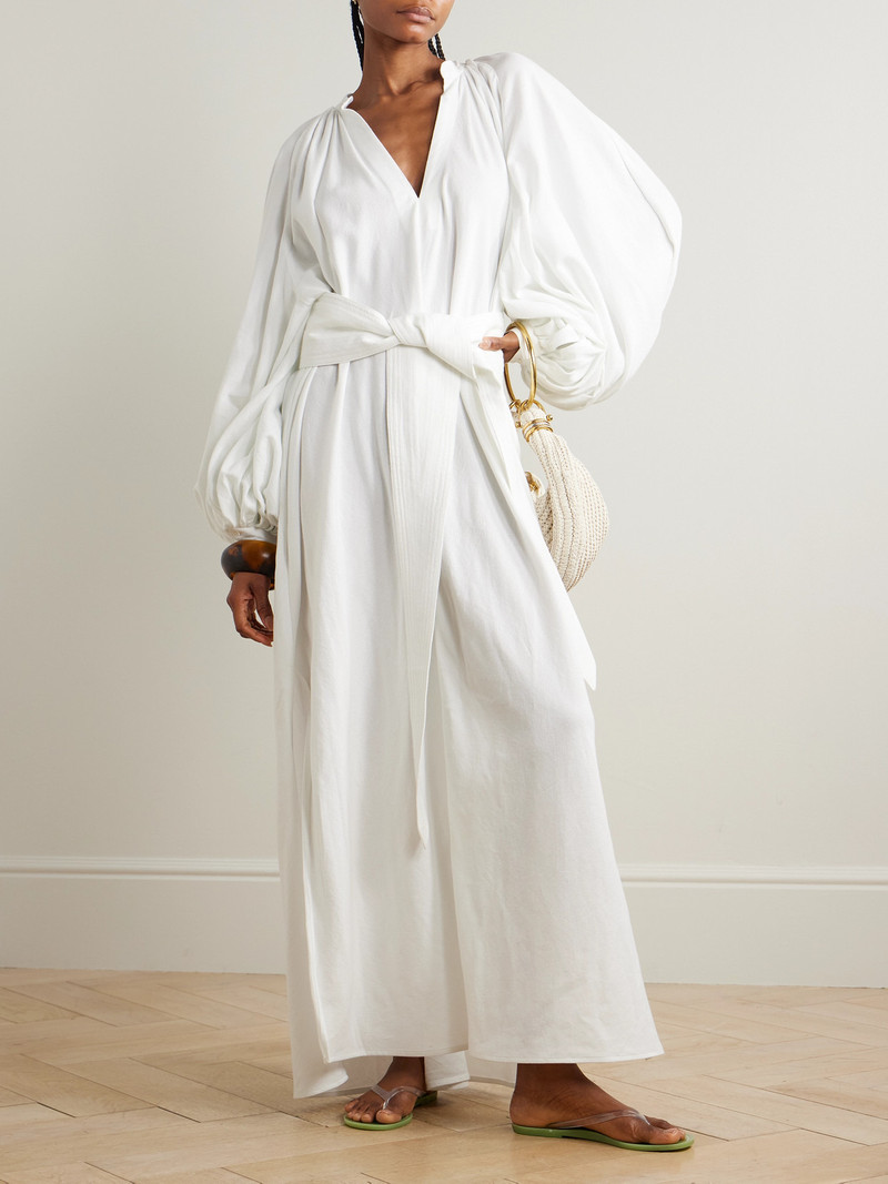 MARRAKSHI LIFE Touareg Oversized Gathered Cotton-blend Piqué Maxi Dress outlook