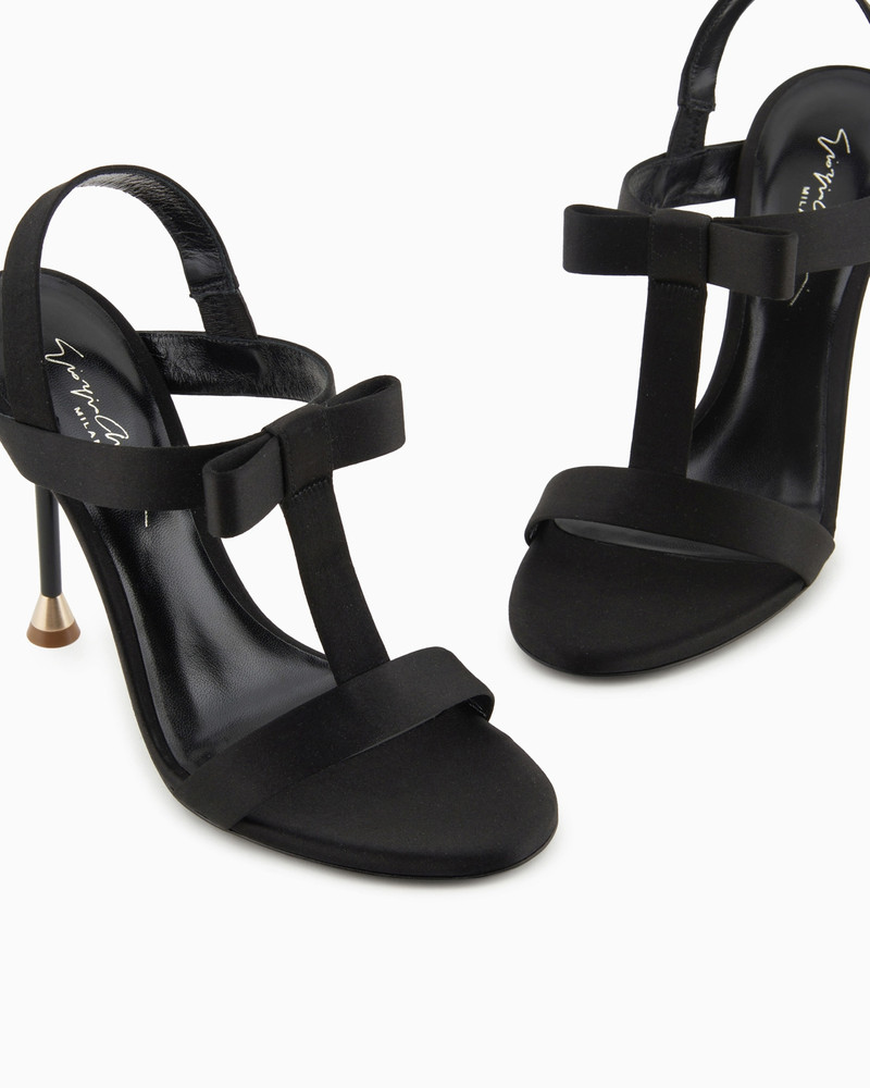 GIORGIO ARMANI Brushed leather T-bar sandals with bow outlook