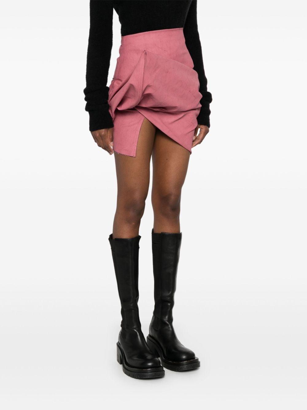 draped mini skirt - 3