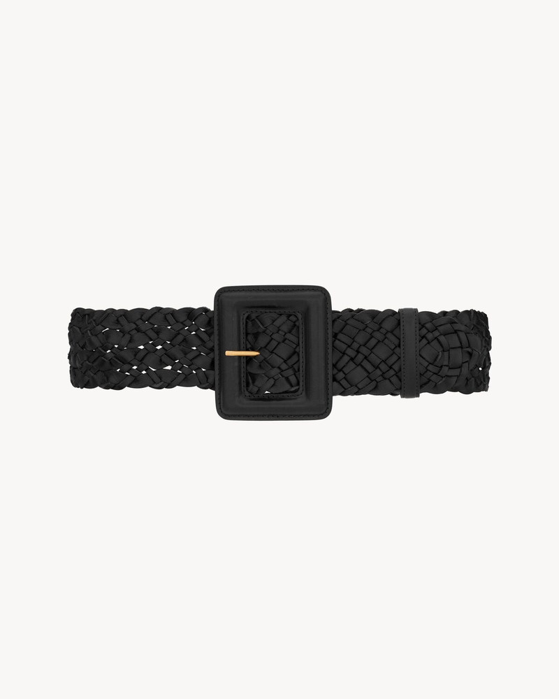 COVERED BUCKLE WIDE BELT IN WOVEN LEATHER 1