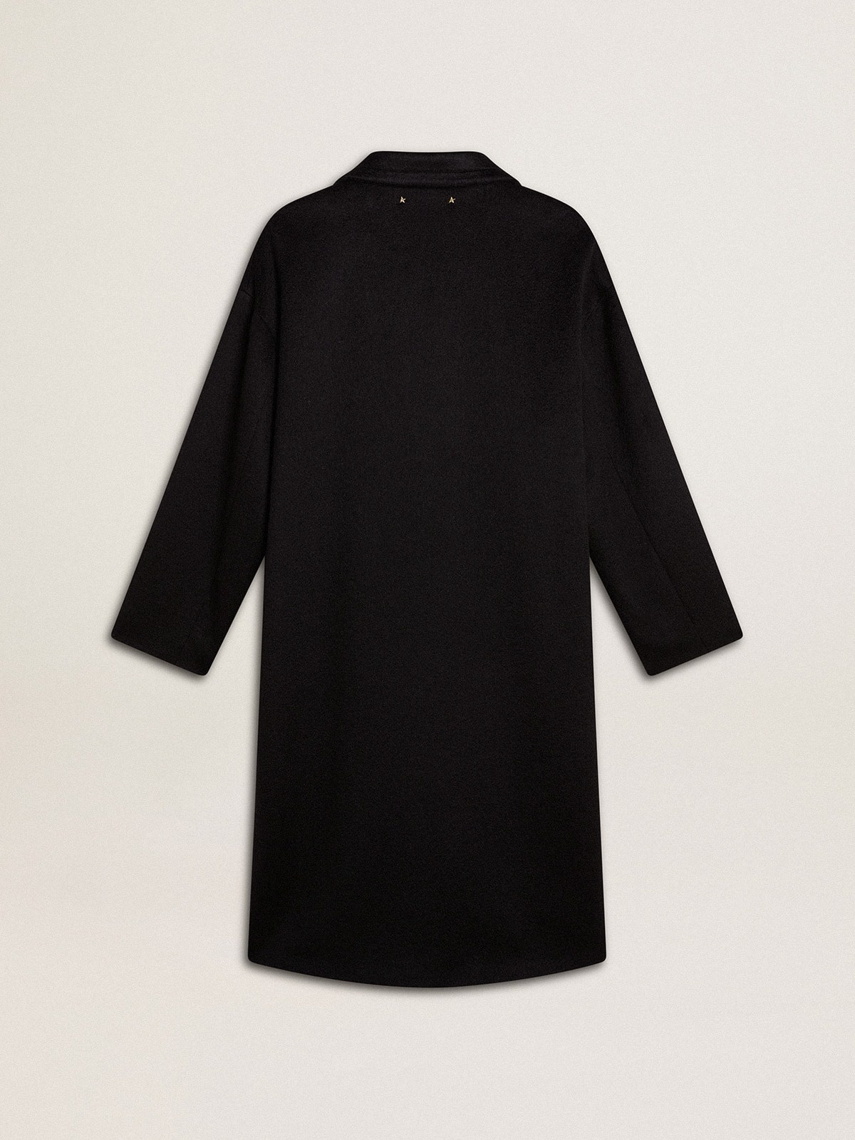 Women's single-breasted black cocoon coat - 5