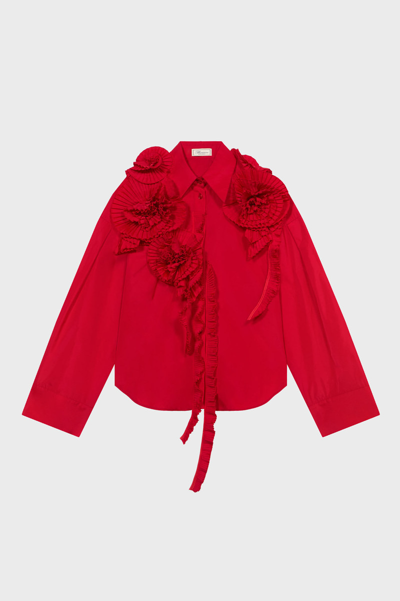 TAFFETA SHIRT WITH 3D ROSES - 1