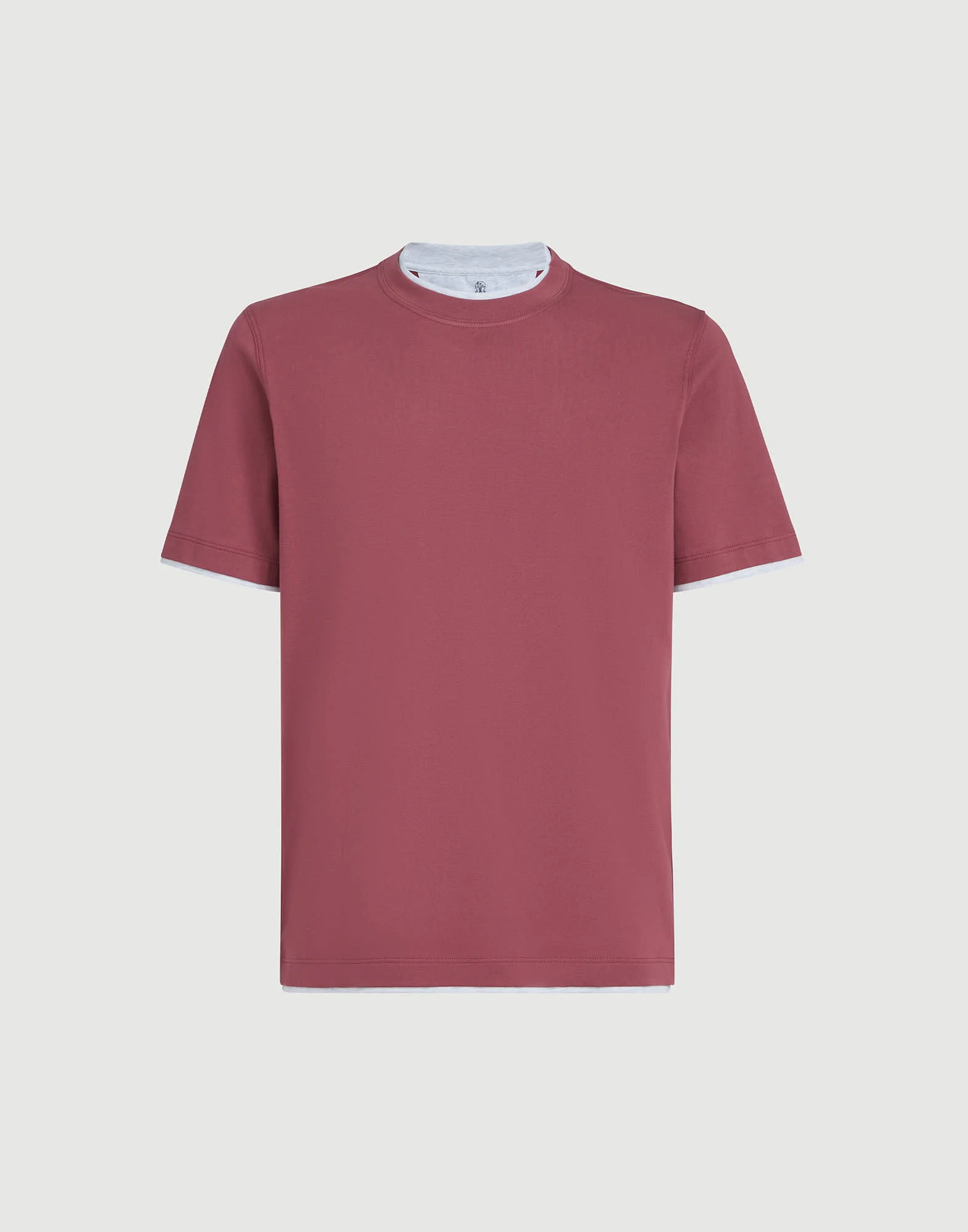 Cotton jersey crew neck T-shirt with faux-layering - 1