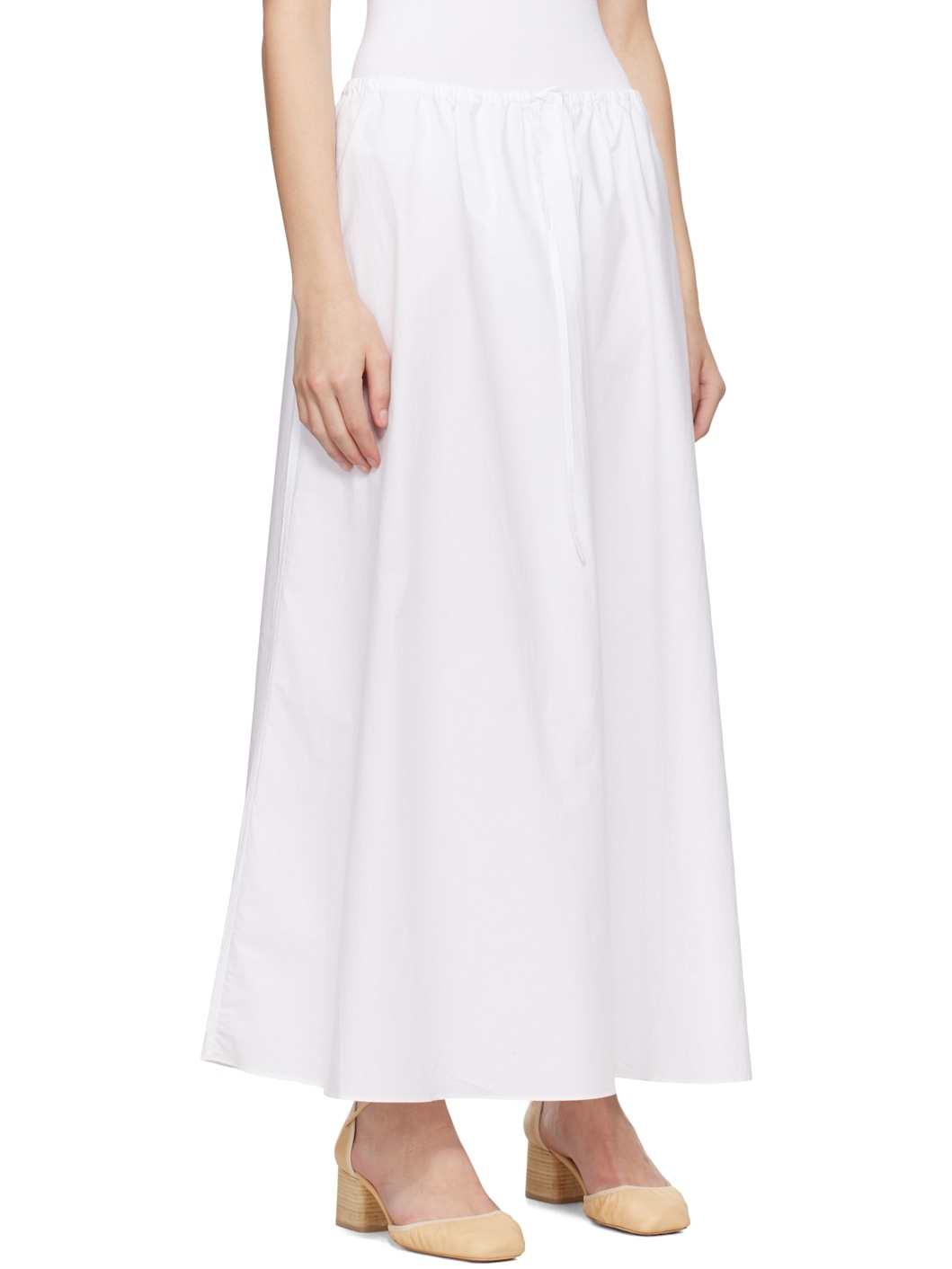 White Drawcord Maxi Skirt - 2