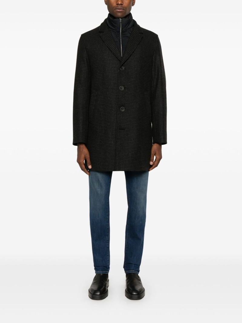 Herno houndstooth layered single-breasted coat outlook