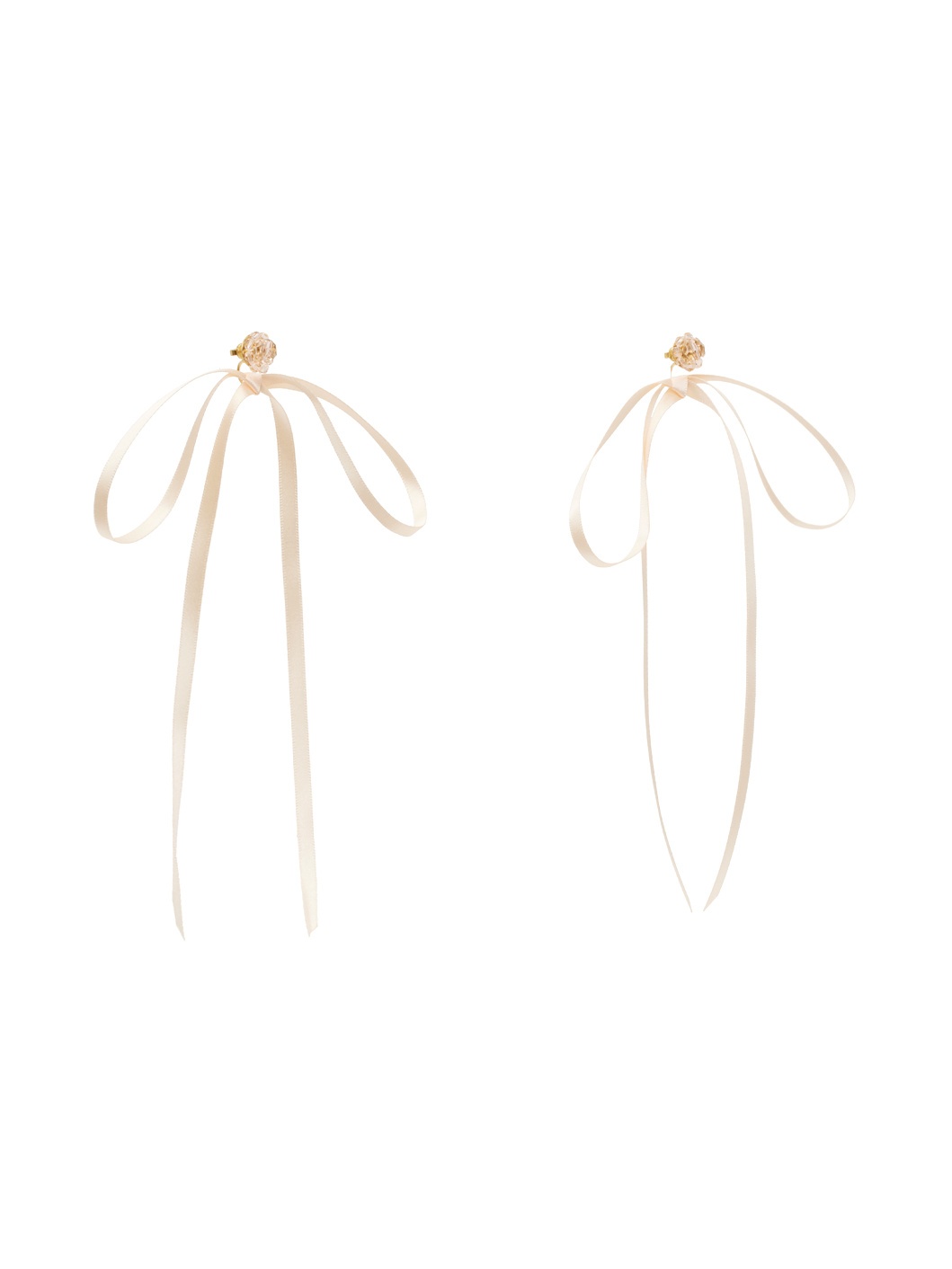 Pink Bow Ribbon Stud Earrings - 2