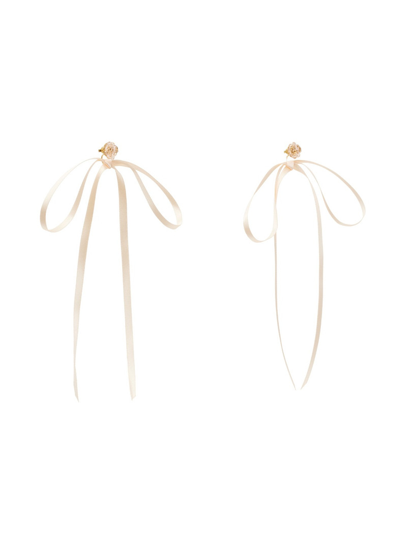 Simone Rocha Pink Bow Ribbon Stud Earrings outlook