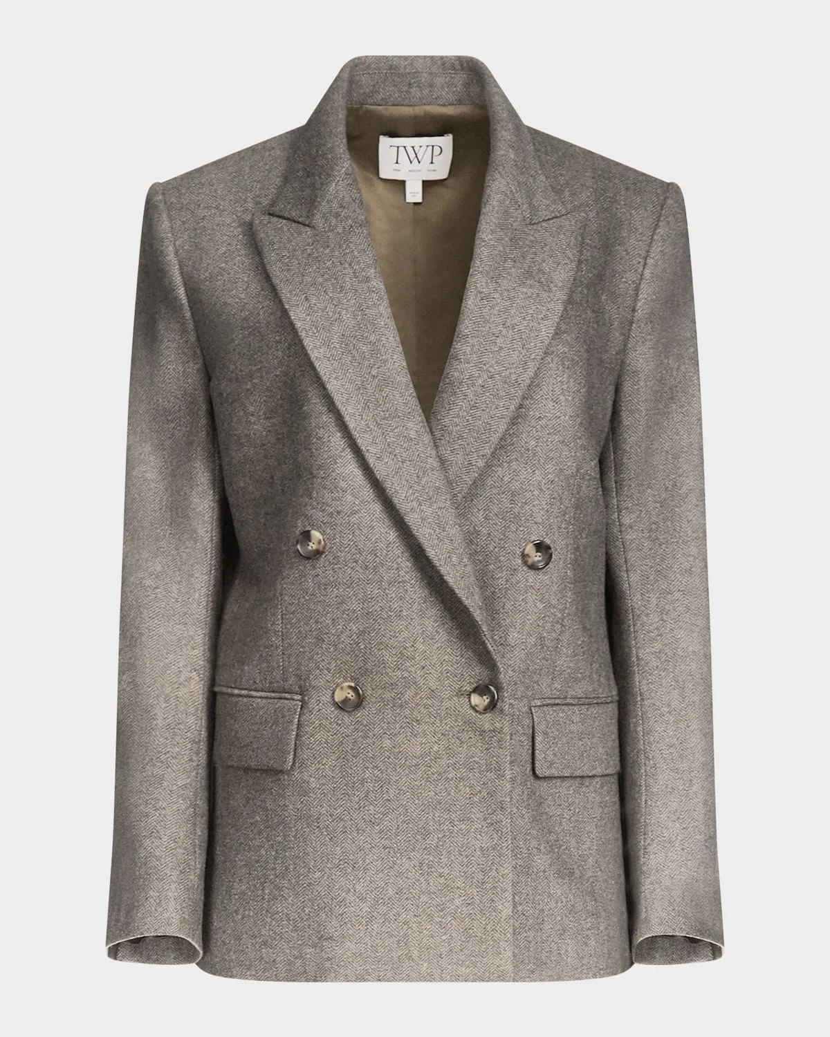 Harper Double-Breasted Herringbone Blazer - 1