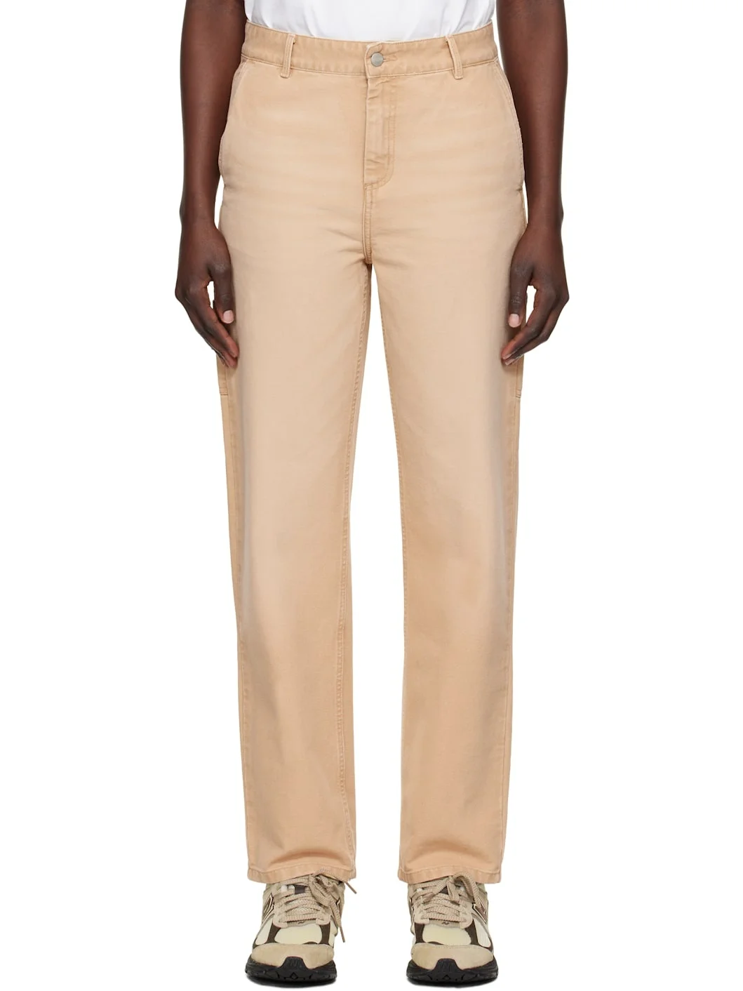 Beige Pierce Straight Trousers - 1