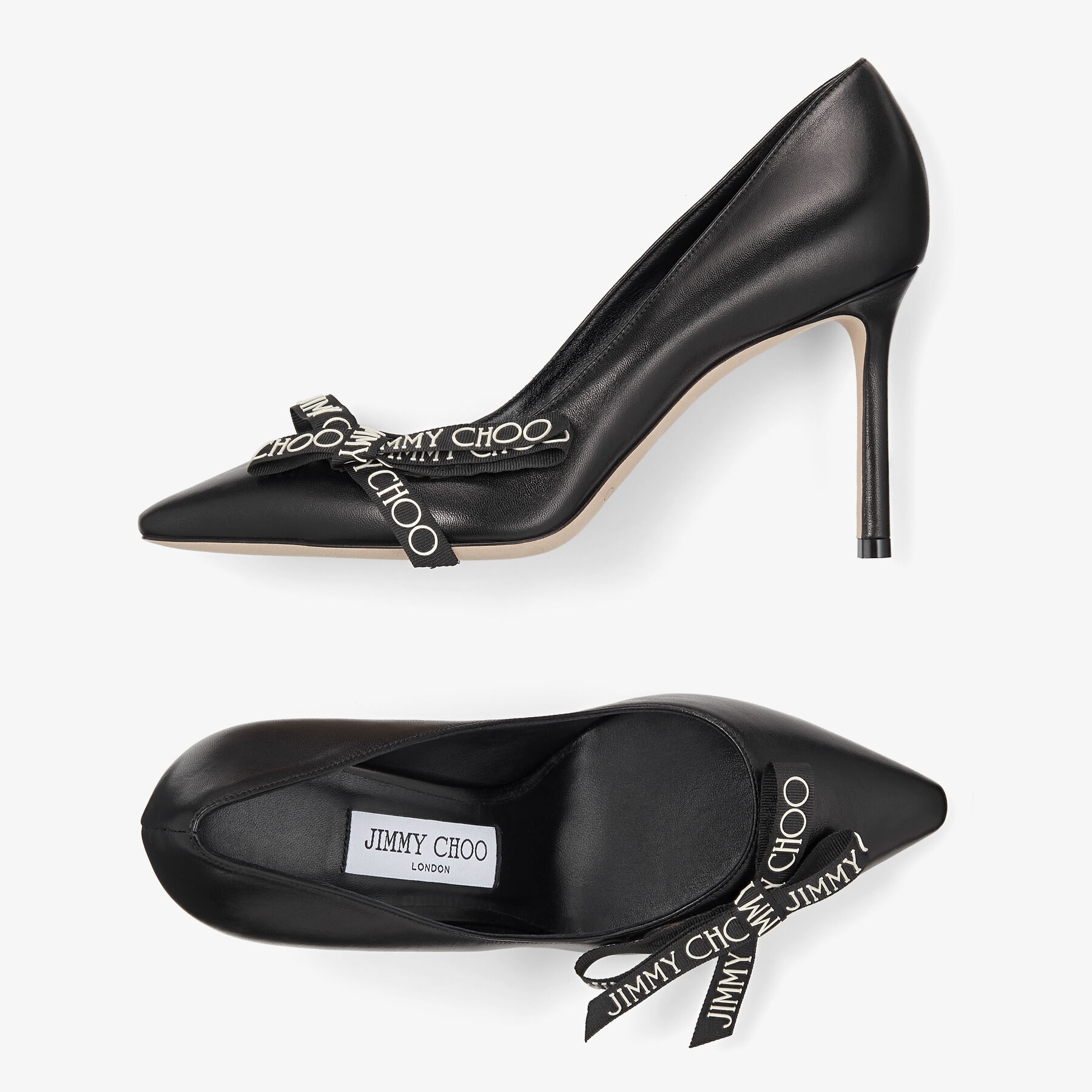 Black Patent Leather Pointy Toe Pumps, Romy 85