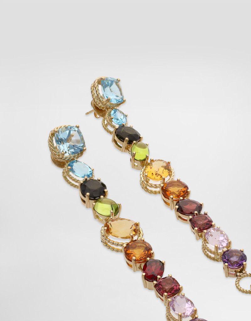 Rainbow Earrings 18-carat yellow gold and multicolored gems 3