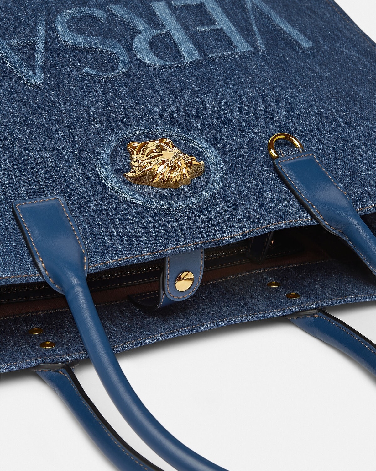 La Medusa Denim Large Tote Bag - 5