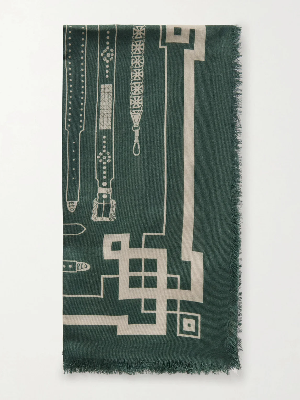 Printed Wool and Silk-Blend Scarf - 1