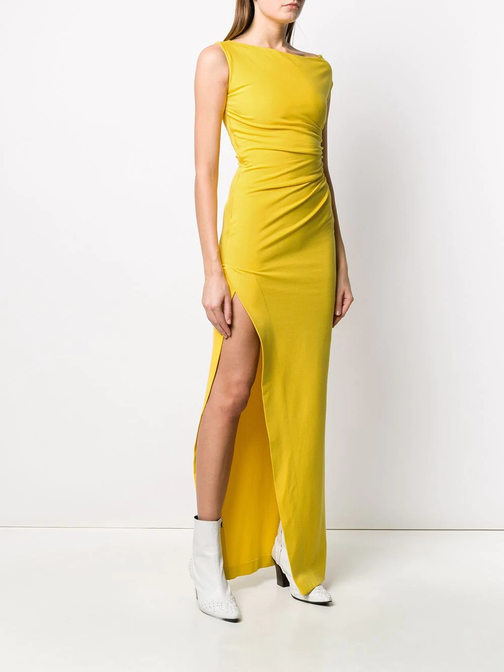 asymmetric ruched maxi dress - 3