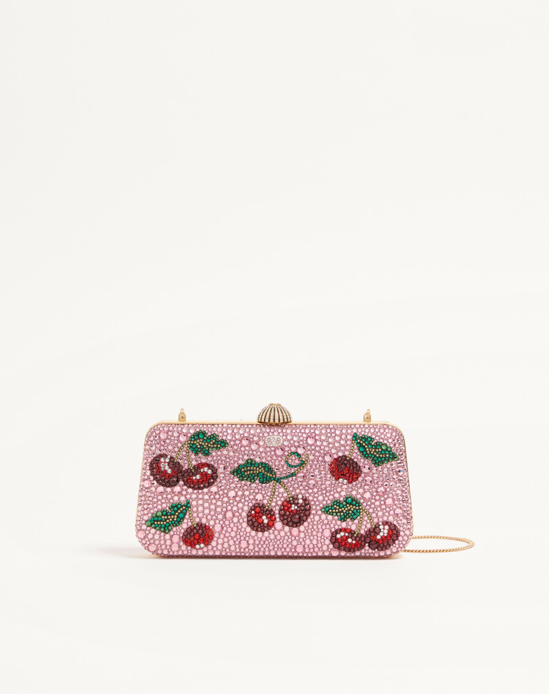 VALENTINO GARAVANI CARRY SECRETS MINAUDIERE WITH CHERRYFIC RHINESTONE MOTIF 1
