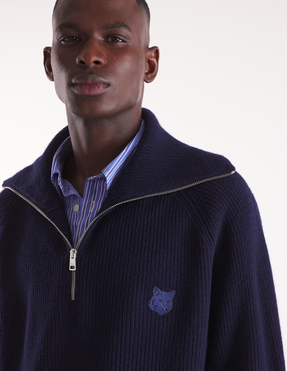 BOLD FOX HEAD PATCH HALF ZIP RIBBED JUMPER - 4