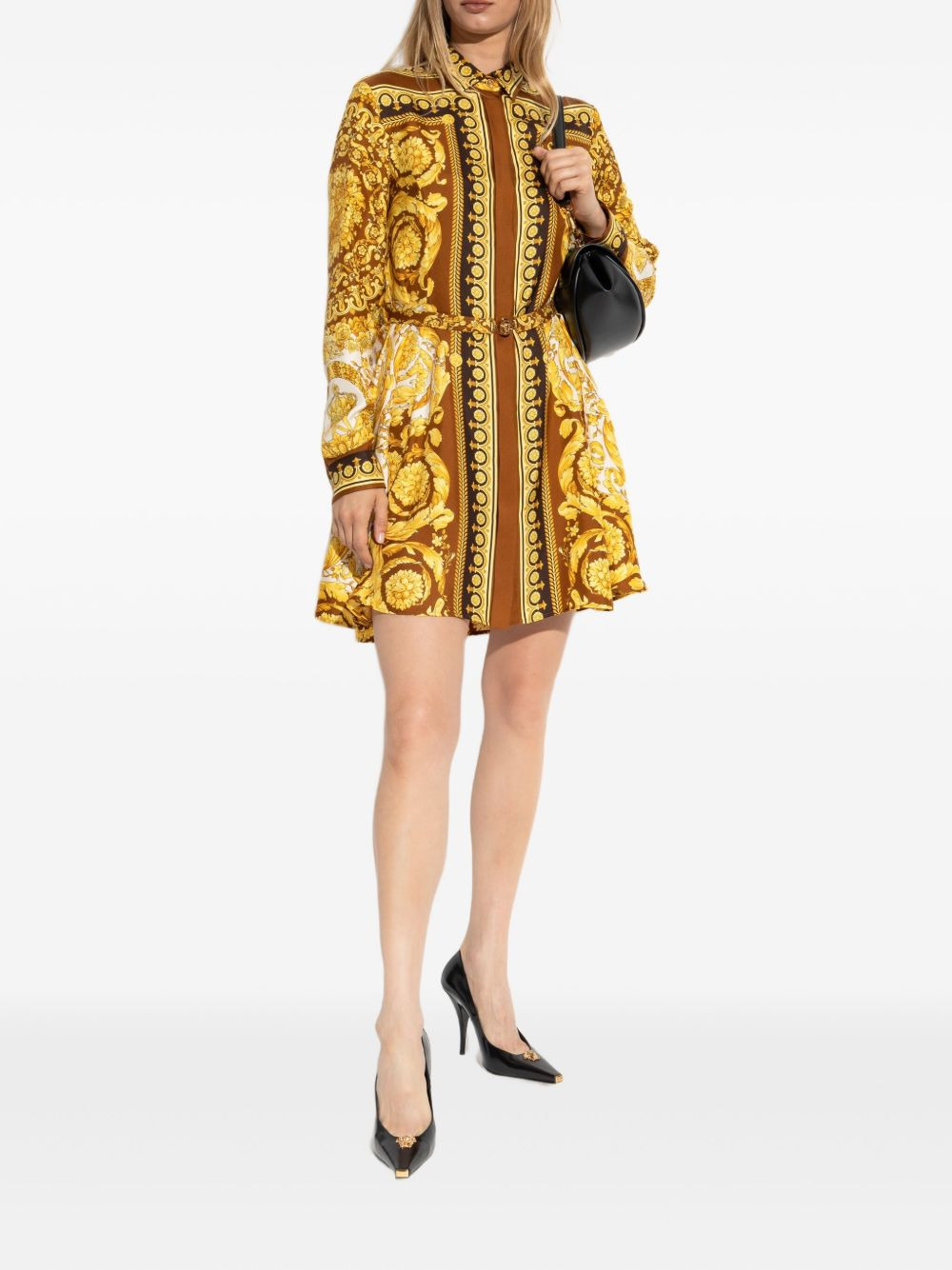 silk belted mini shirt dress - 2