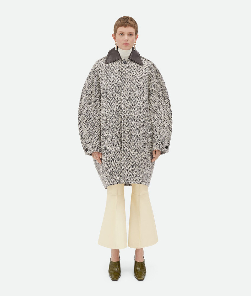 Wool Boucle Chevron Coat - 1