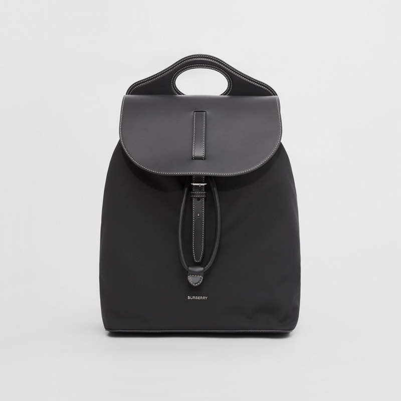Nylon and Leather Pocket Backpack 1