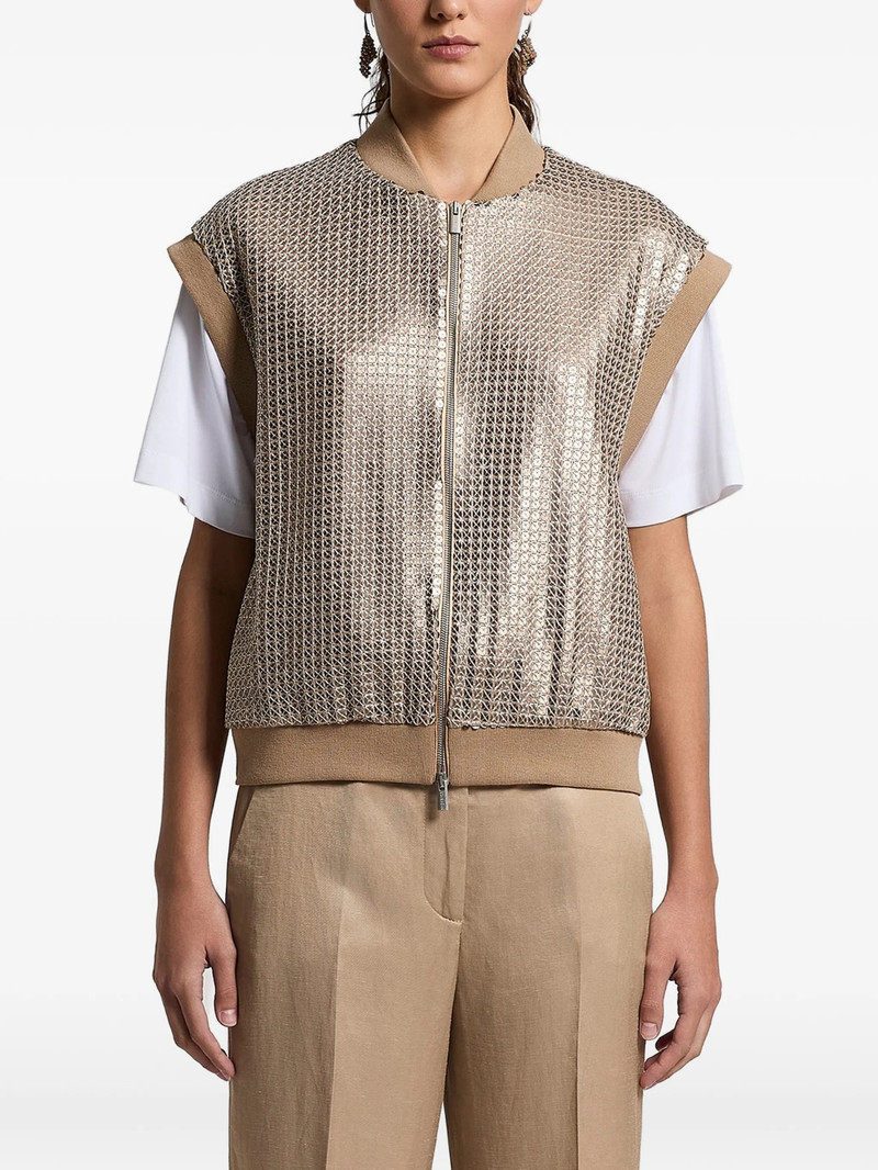 Peserico Sequin-embellishment Zip-up Gilet 1