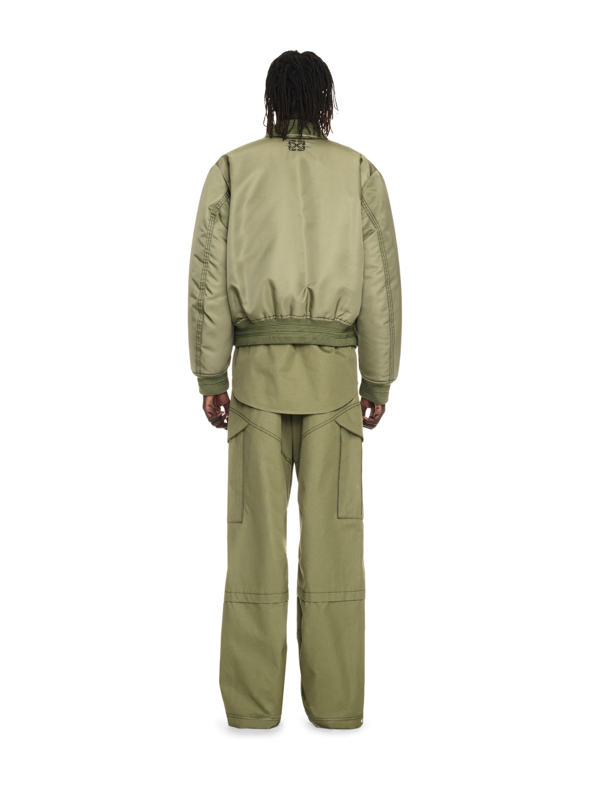 Military Green Nylon Bomber - 4