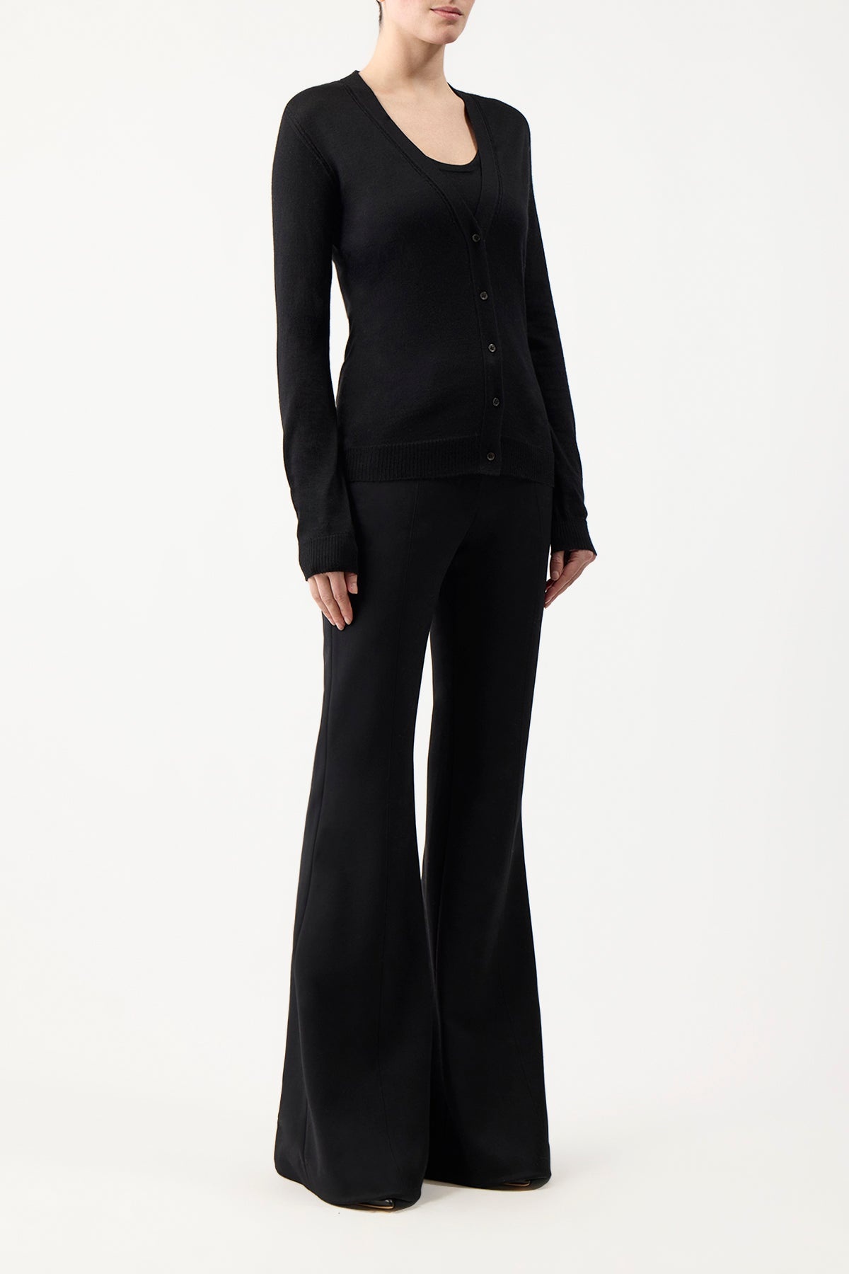 Tori Cardigan in Black Silk Cashmere - 3