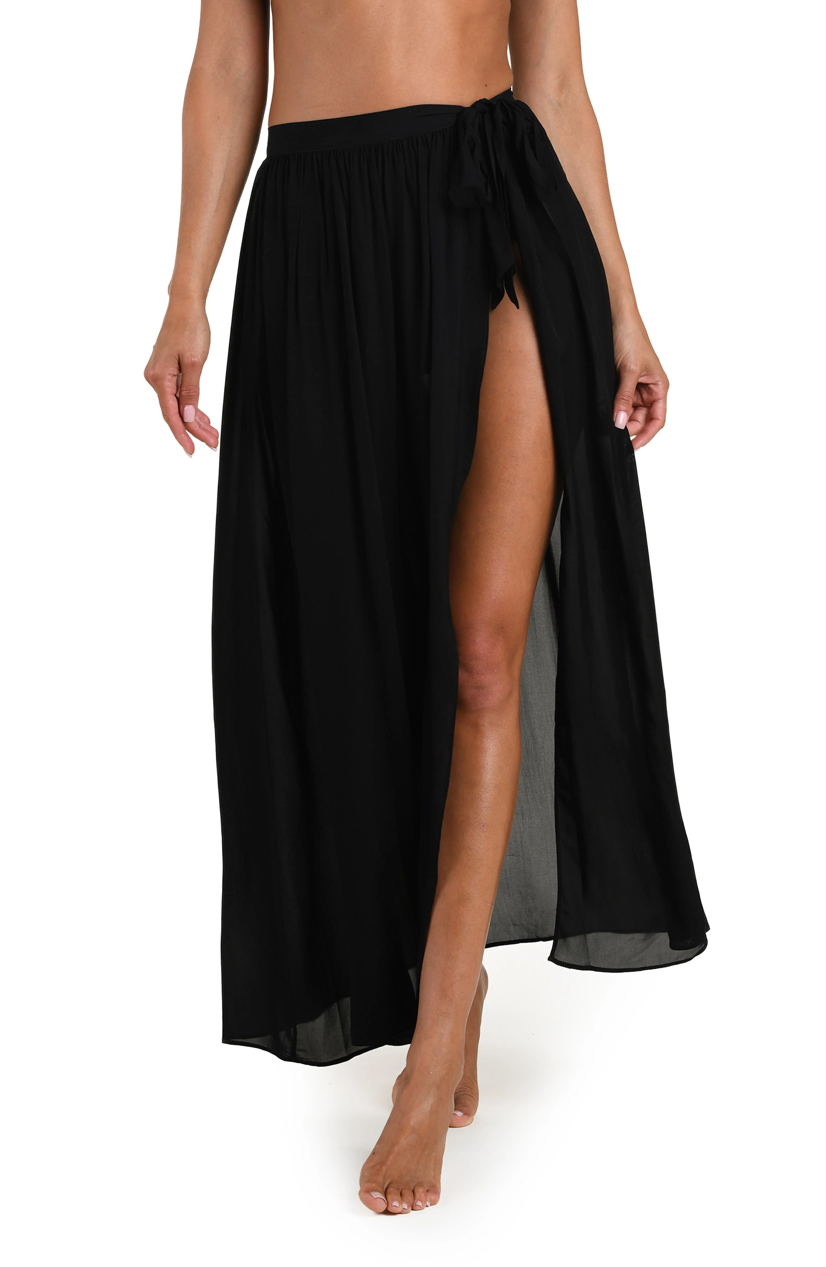 L'AGENCE Klaire Chiffon Cover-Up Skirt in Black at Nordstrom - 1