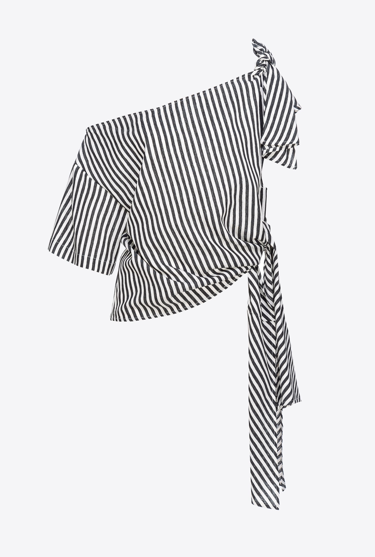 ASYMMETRIC PINSTRIPED BLOUSE - 1