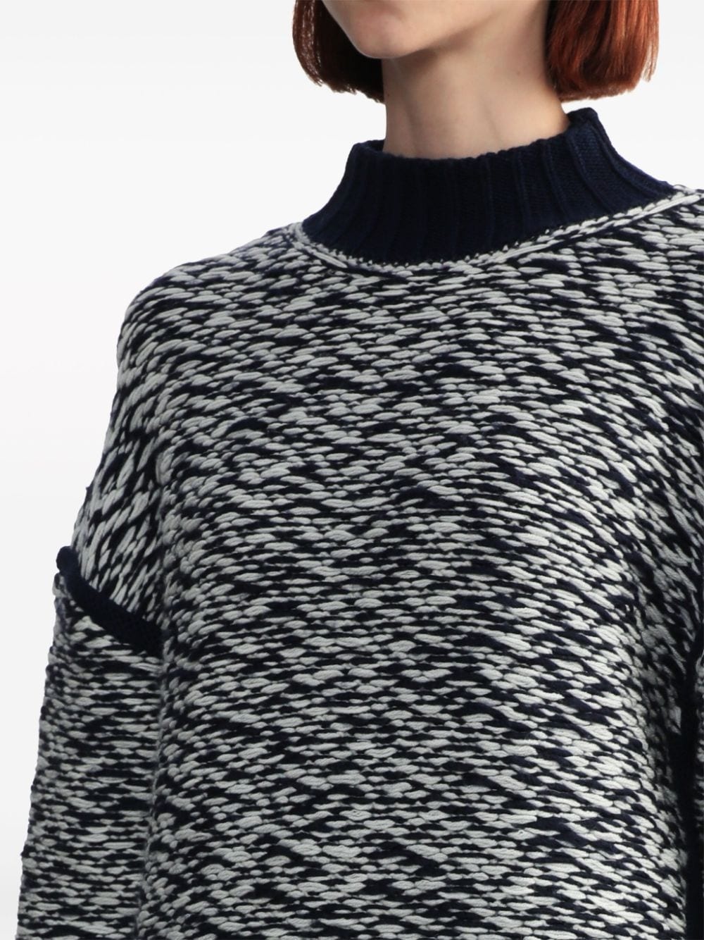 high-neck jacquard wool jumper - 5